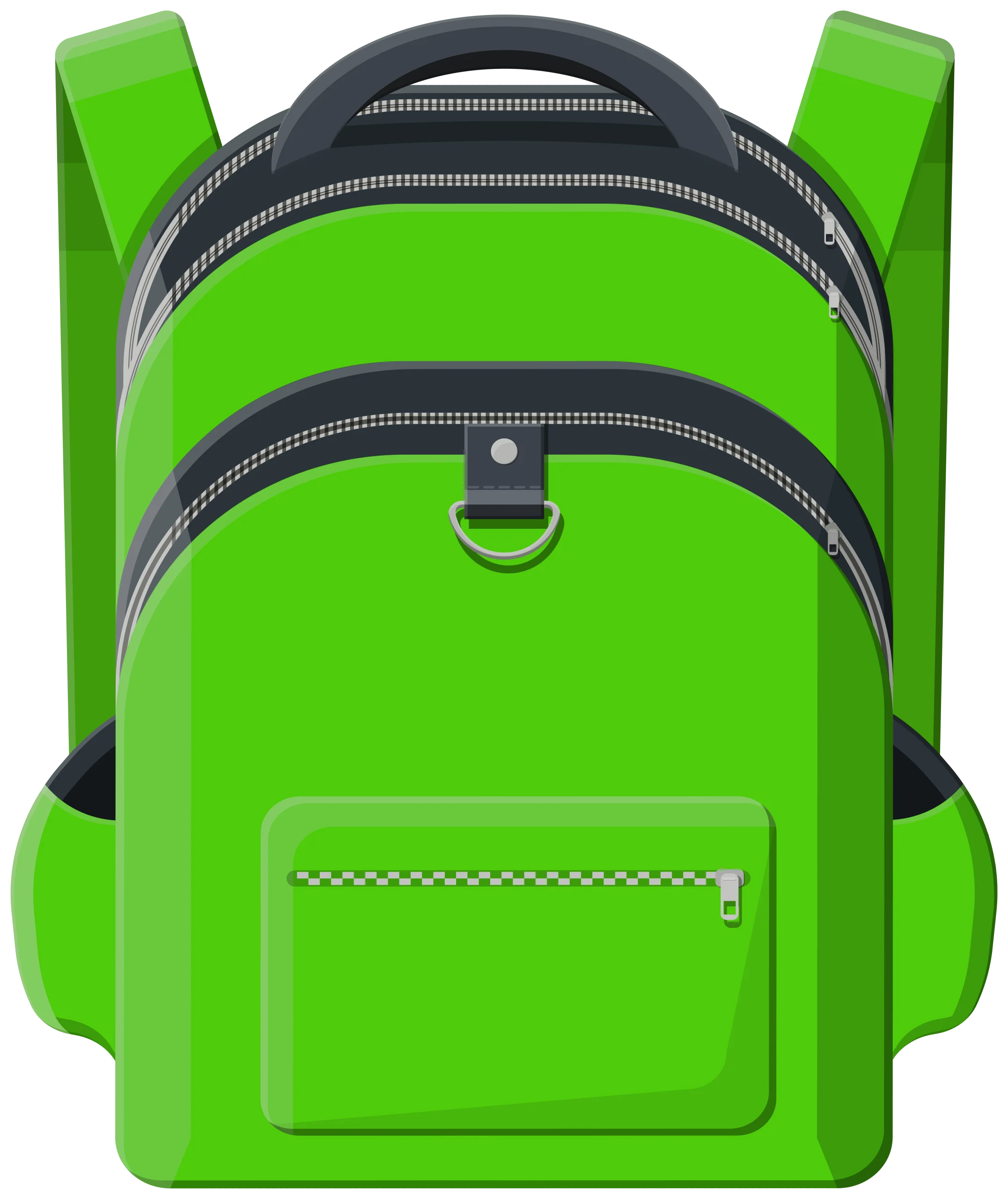 Lime Green School Backpack Clipart with Sleek Design and Multiple Compartments