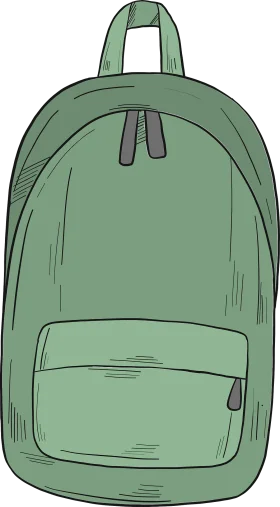 Minimalist Sage Green School Backpack Clipart with Simple Line Design