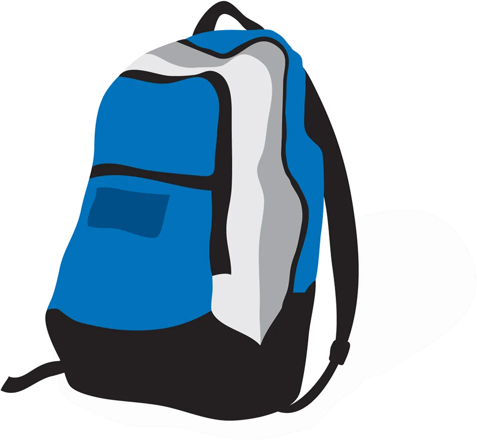 Modern Blue and Black School Backpack Clipart Design with Ergonomic Straps