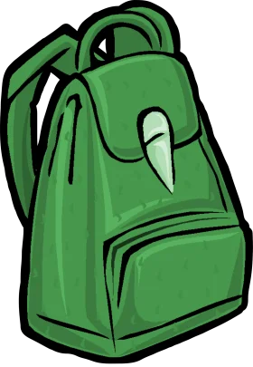 School Essentials: Stylish Green Backpack Clipart Design for Educational Graphics