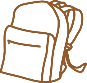 Simple Brown School Backpack Clipart Illustration with Clean Design Lines