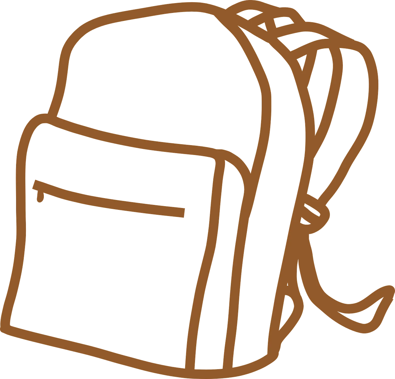 Simple Brown School Backpack Clipart Illustration with Clean Design Lines