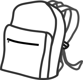 Simple School Backpack Minimalist Black and White Clipart Design