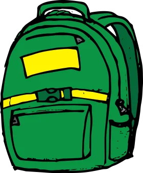Sturdy Forest Green School Backpack Clipart with Yellow Accents