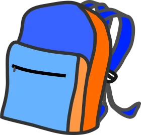 Stylish Blue and Orange School Backpack Clipart Design for Students