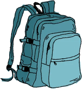 Stylish Teal School Backpack Clipart with Multiple Compartments and Straps