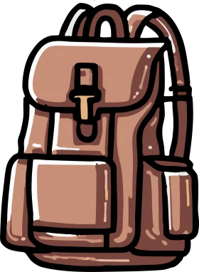 Vintage Brown Leather School Backpack Travel Clipart Illustration Design
