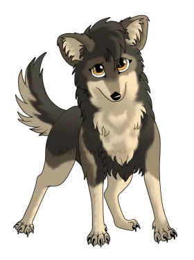Adorable Wolf Pup Clipart: Soft Fur and Expressive Golden Eyes
