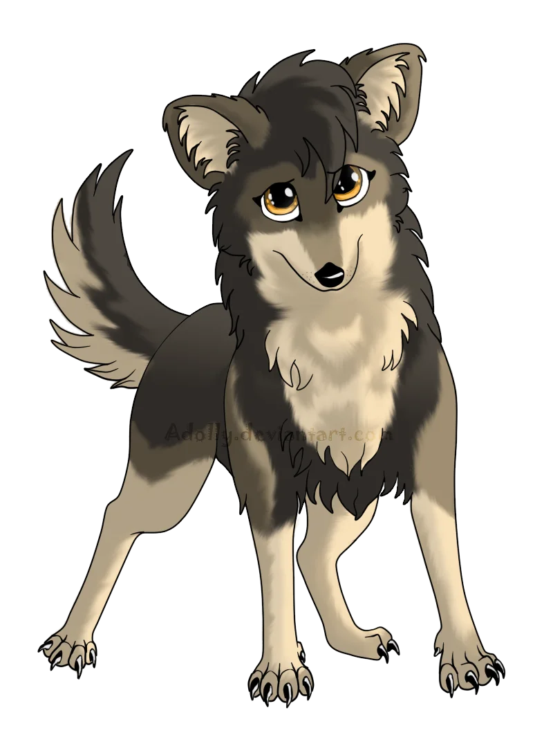 Adorable Wolf Pup Clipart: Soft Fur and Expressive Golden Eyes