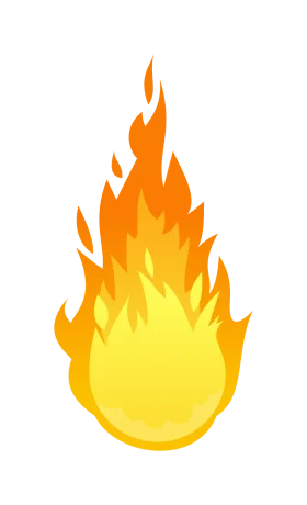 Brilliant Yellow and Orange Fire Flame Clipart Design Element