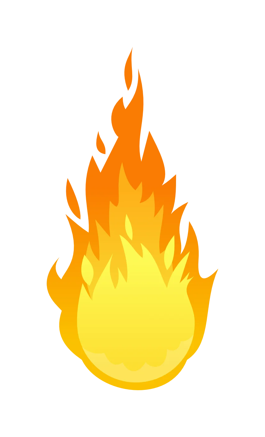 Brilliant Yellow and Orange Fire Flame Clipart Design Element