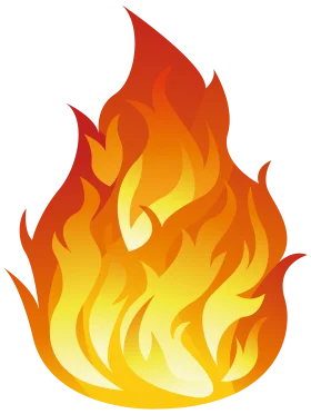 Burning Blaze of Radiant Energy: Stylized Fire Flame Clipart Illustration