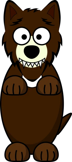 Cheerful Cartoon Wolf Clipart with Playful Grin and Exaggerated Eyes