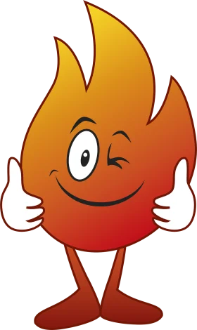 Cheerful Flame Clipart Character Giving Thumbs Up with Playful Wink