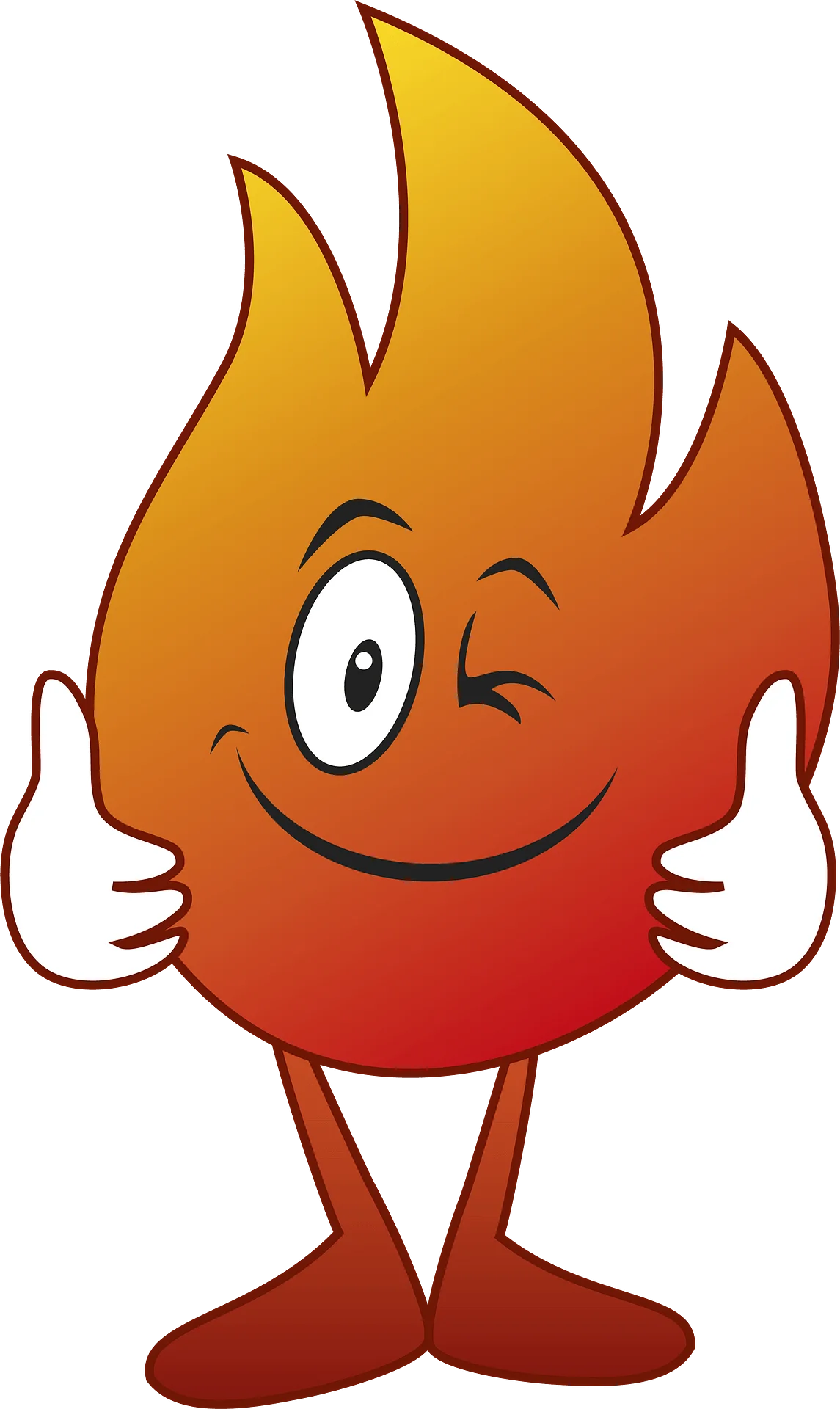 Cheerful Flame Clipart Character Giving Thumbs Up with Playful Wink