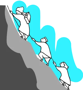 Collaborative Climb: Teamwork Clipart Illustrating Mutual Support and Progression