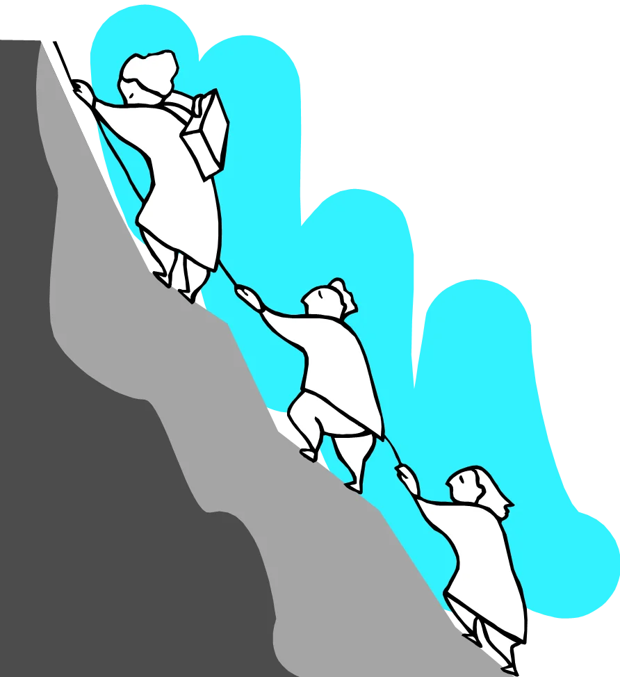 Collaborative Climb: Teamwork Clipart Illustrating Mutual Support and Progression