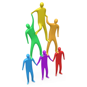 Collaborative Human Figures Connecting in Harmonious Teamwork Clipart Illustration