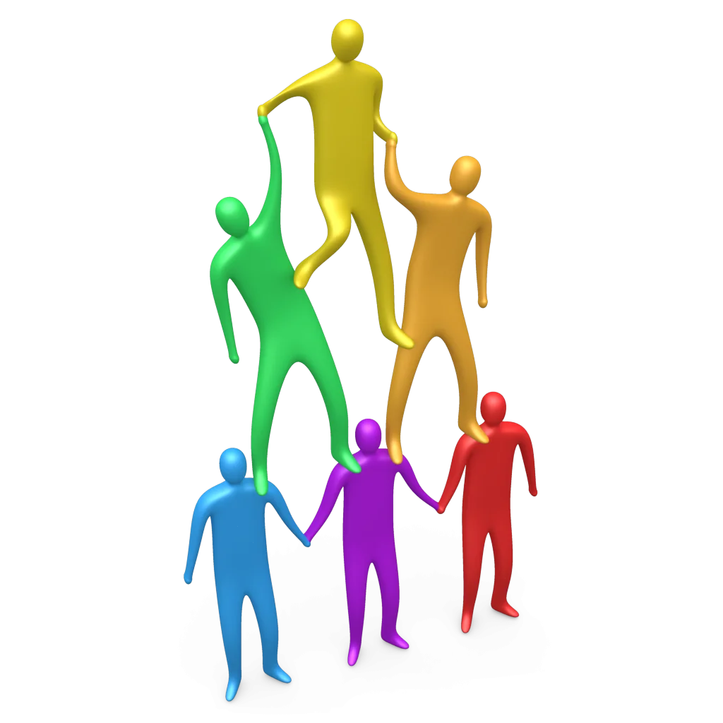 Collaborative Human Figures Connecting in Harmonious Teamwork Clipart Illustration