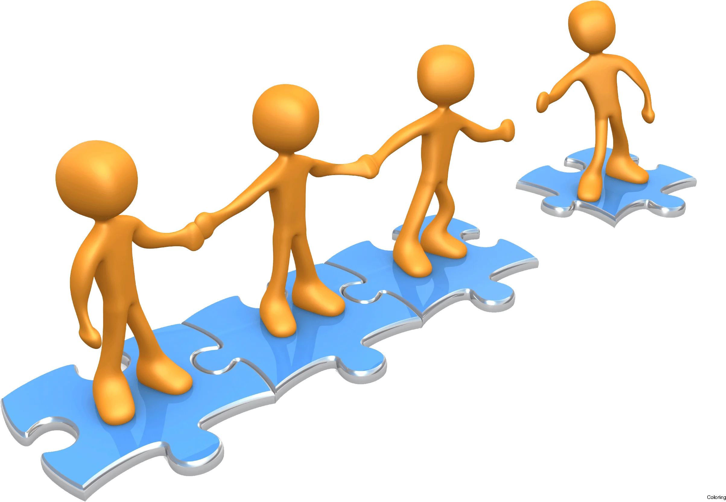Collaborative Journey: Interconnected Puzzle Figures Symbolizing Teamwork Clipart