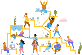 Collaborative Success: Diverse Team Synergy and Workplace Empowerment Clipart Illustration