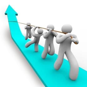 Collaborative Success: Teamwork Clipart Illustration of Unified Progress and Goal Achievement