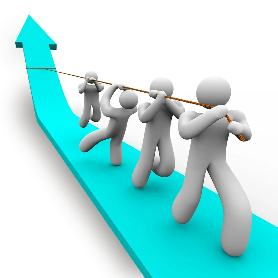 Collaborative Success: Teamwork Clipart Illustration of Unified Progress and Goal Achievement