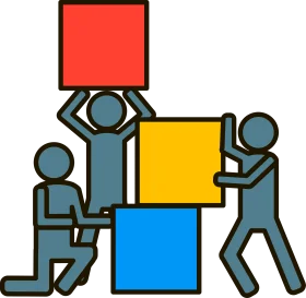 Collaborative Team Building Effort Illustrated in Minimalist Teamwork Clipart Design