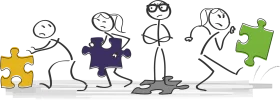 Collaborative Team Dynamics: Puzzle Piece Teamwork Clipart Illustration
