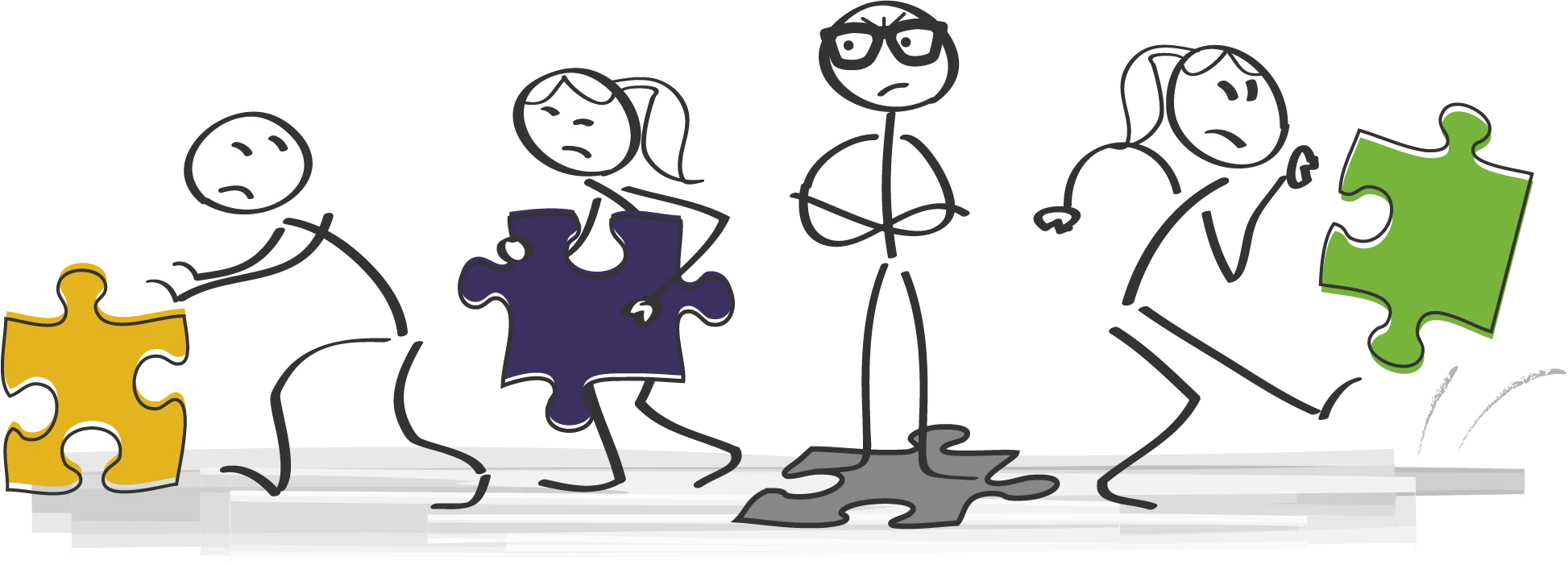 Collaborative Team Dynamics: Puzzle Piece Teamwork Clipart Illustration