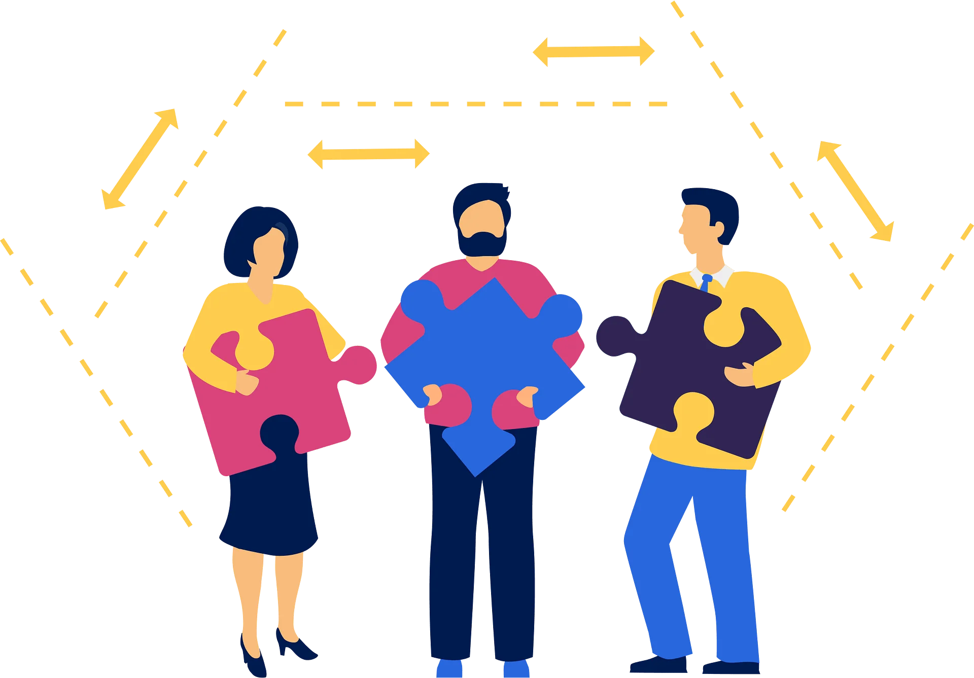 Collaborative Teamwork Clipart: Puzzle Piece Professionals Unite for Success