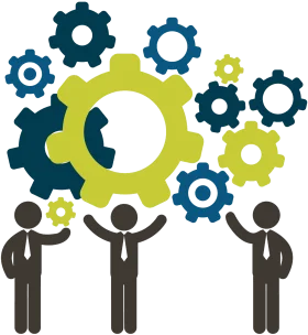 Collaborative Teamwork Gears Clipart: Synergy in Professional Workplace Dynamics