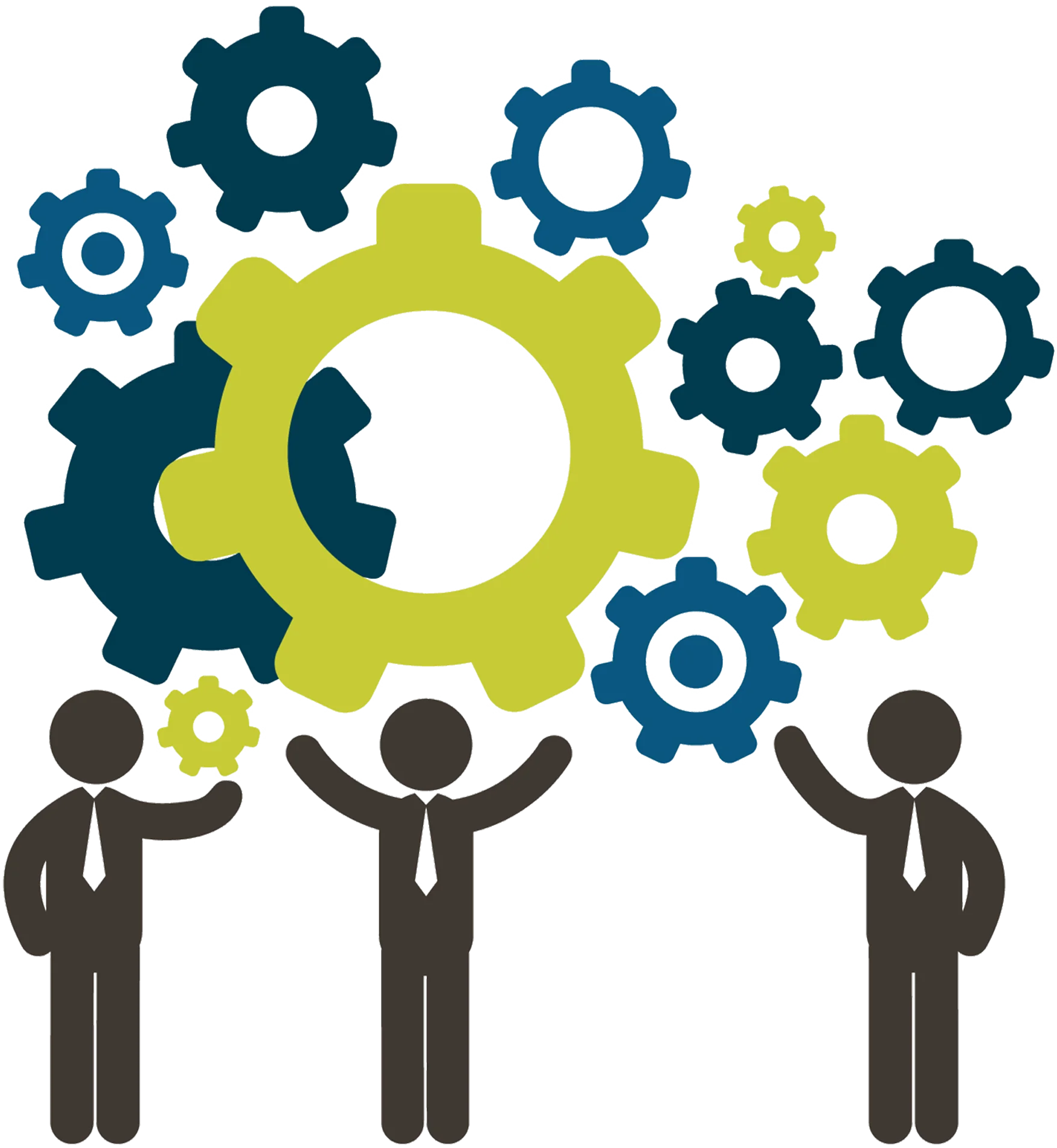 Collaborative Teamwork Gears Clipart: Synergy in Professional Workplace Dynamics