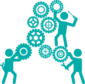Collaborative Teamwork Gears Clipart: Synergy of Professional Cooperation