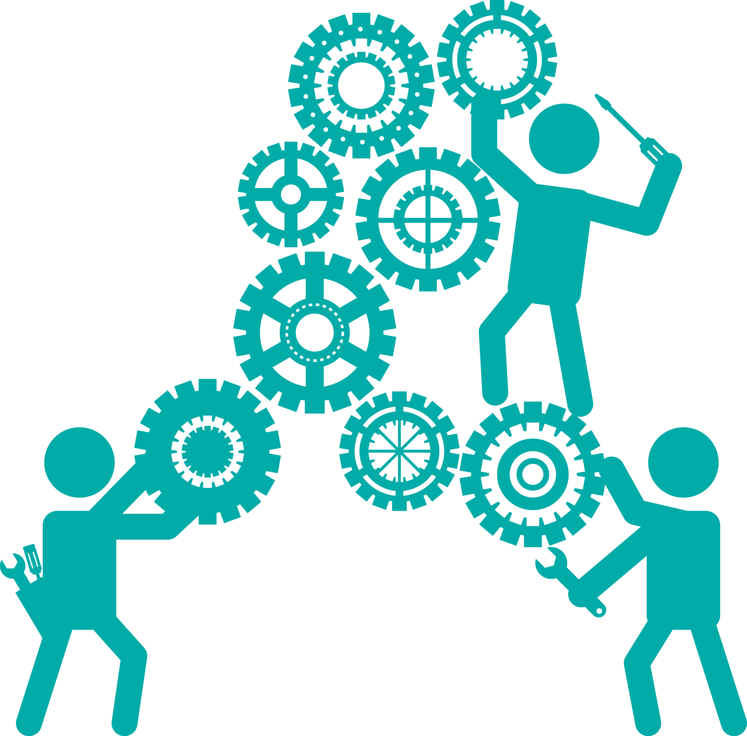 Collaborative Teamwork Gears Clipart: Synergy of Professional Cooperation