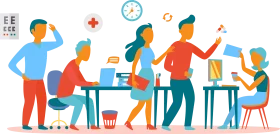 Collaborative Workplace Dynamics: A Modern Professional Teamwork Clipart Illustration