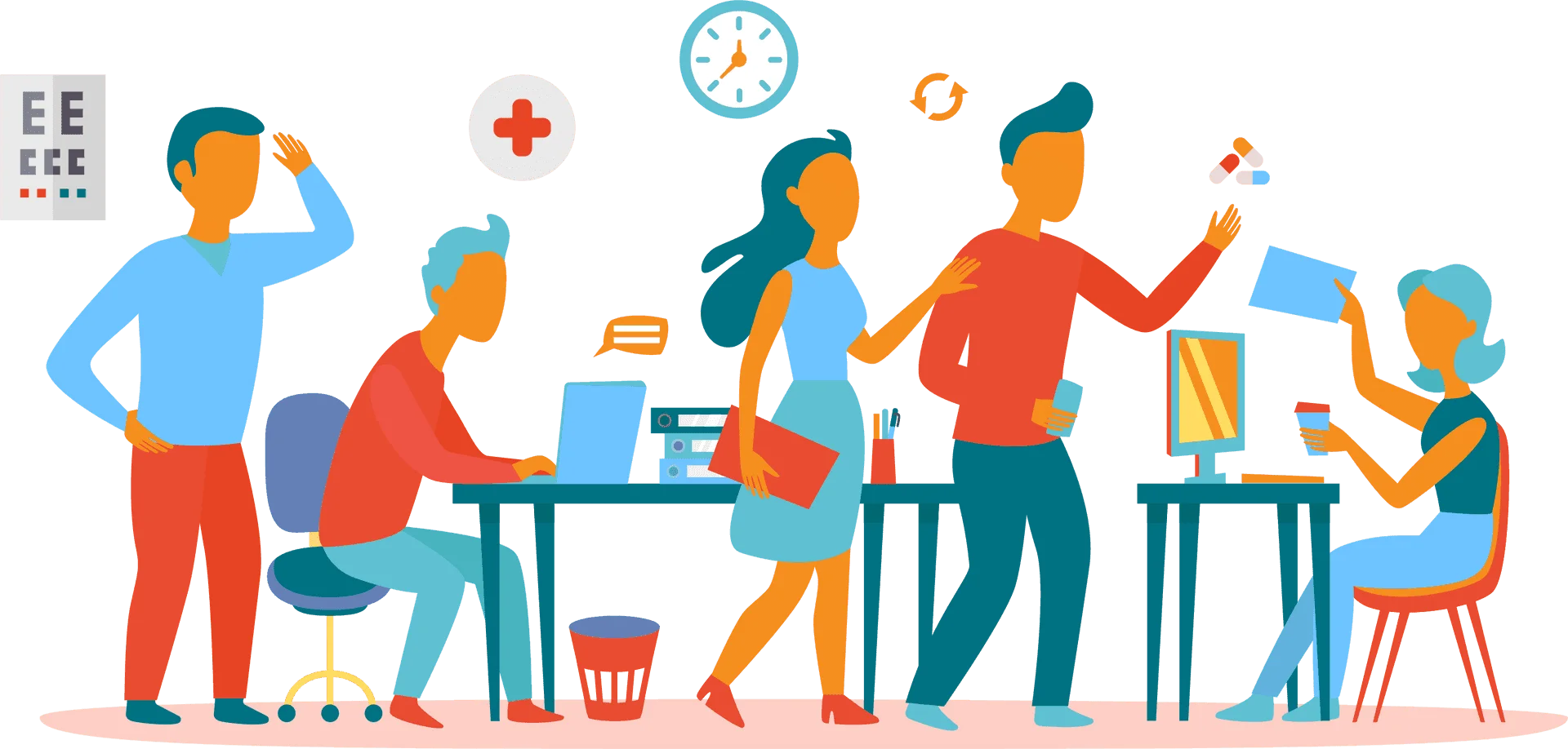 Collaborative Workplace Dynamics: A Modern Professional Teamwork Clipart Illustration