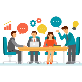 Collaborative Workspace Teamwork Brainstorming Clipart Illustration Design
