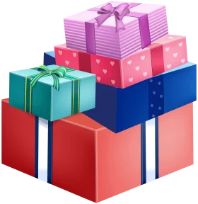 Colorful Gift Boxes Stacked with Ribbons: A Festive Clipart Celebration of Surprise