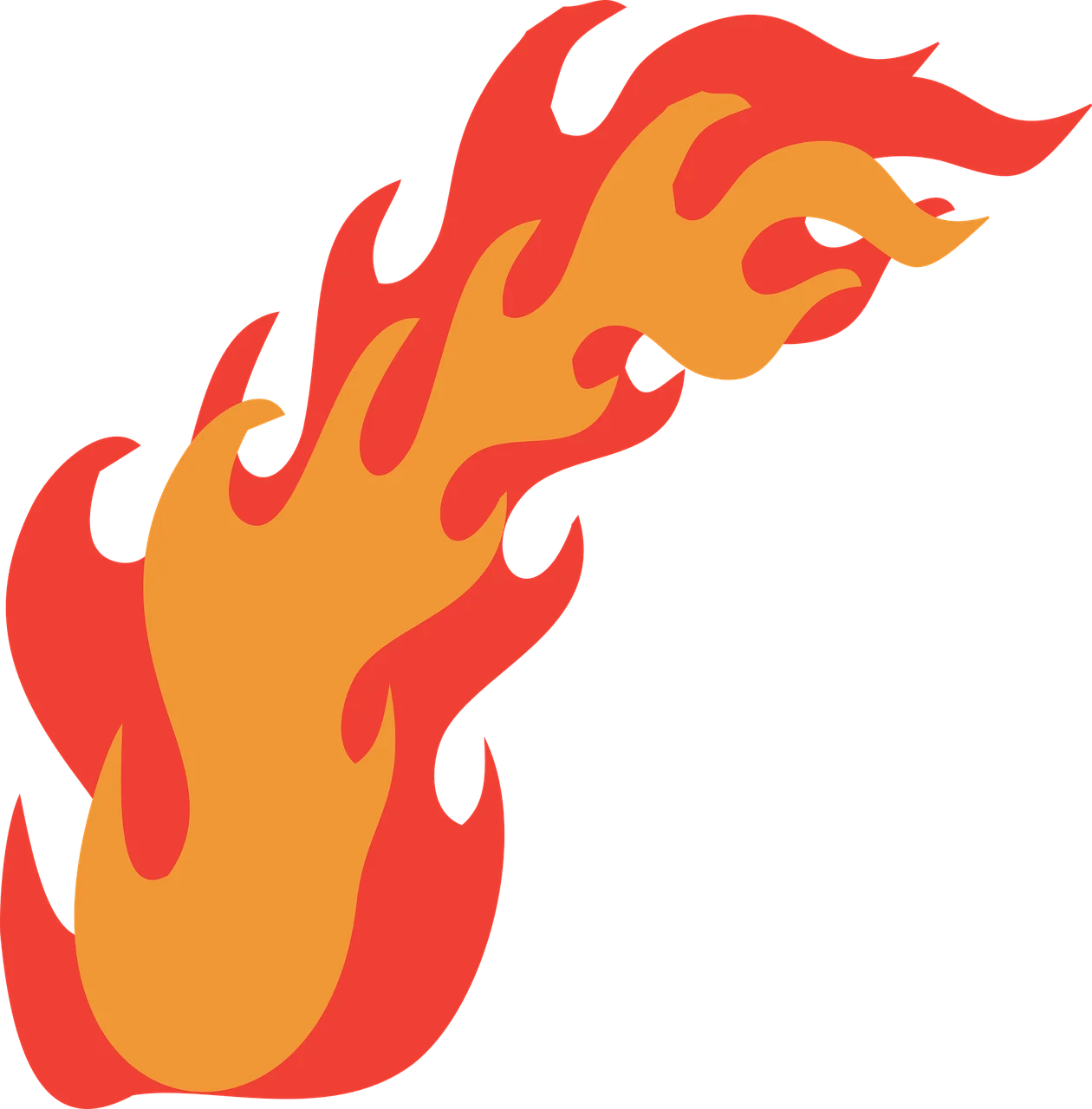 Dynamic Orange and Red Stylized Flame Clipart for Creative Design Projects