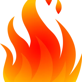 Dynamic Orange and Yellow Fire Flame Illustration Clipart Design Element