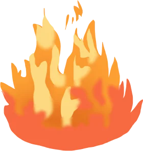 Dynamic Orange and Yellow Flame Clipart with Fluid Dancing Fire Silhouettes
