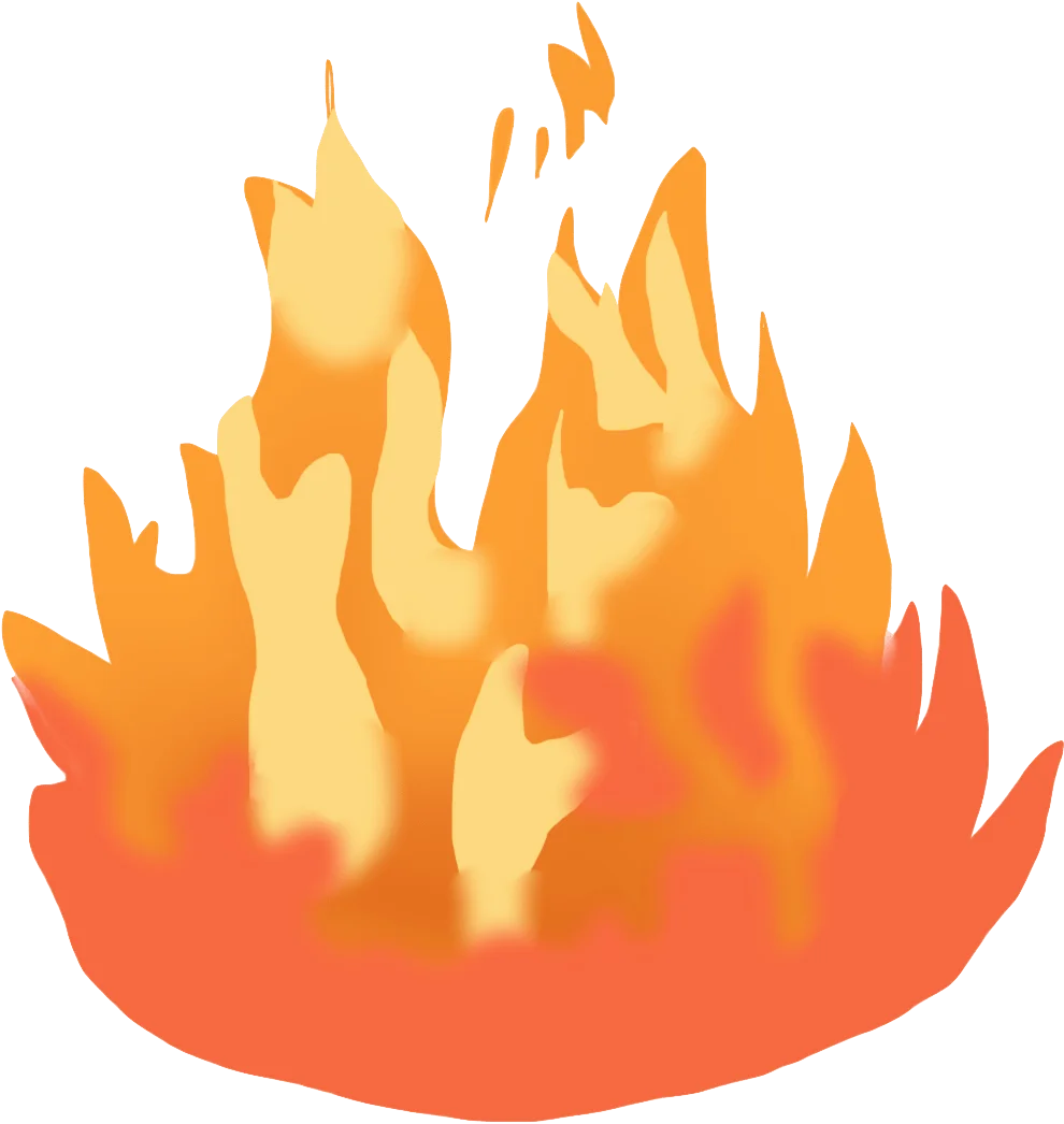 Dynamic Orange and Yellow Flame Clipart with Fluid Dancing Fire Silhouettes