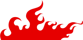 Dynamic Red Abstract Flame Clipart with Flowing Curvy Silhouette Design