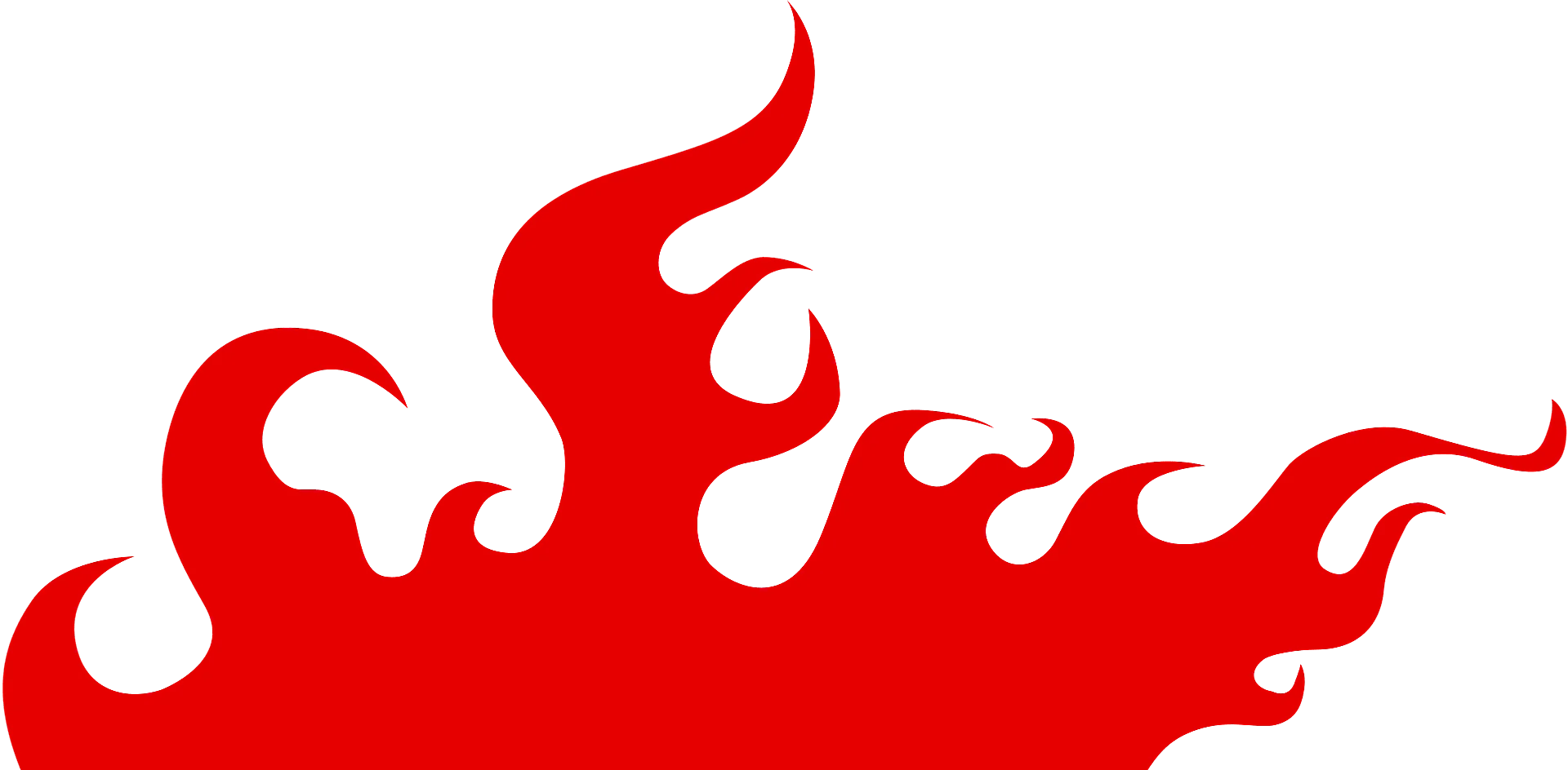 Dynamic Red Abstract Flame Clipart with Flowing Curvy Silhouette Design