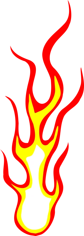 Dynamic Red and Yellow Flame Clipart with Flowing Sinuous Artistic Design
