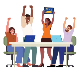 Dynamic Teamwork Celebration Clipart: Collaborative Success and Shared Excitement