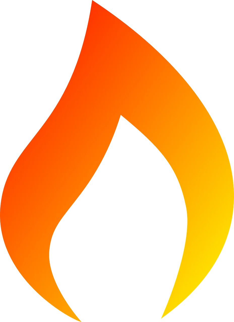 Elegant Flame Clipart: Warm Orange and Yellow Gradient Fire Icon Design