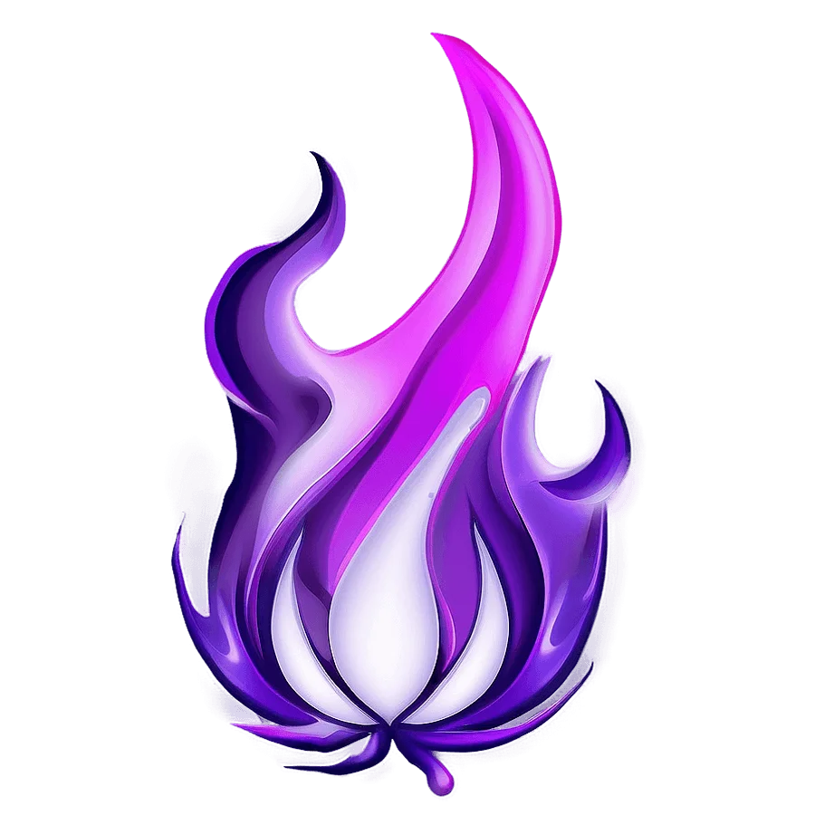 Ethereal Purple Flame Clipart: Elegant Stylized Fire Illustration with Flowing Curves