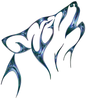 Ethereal Tribal Wolf Howling Silhouette Clipart - Stylized Artistic Design